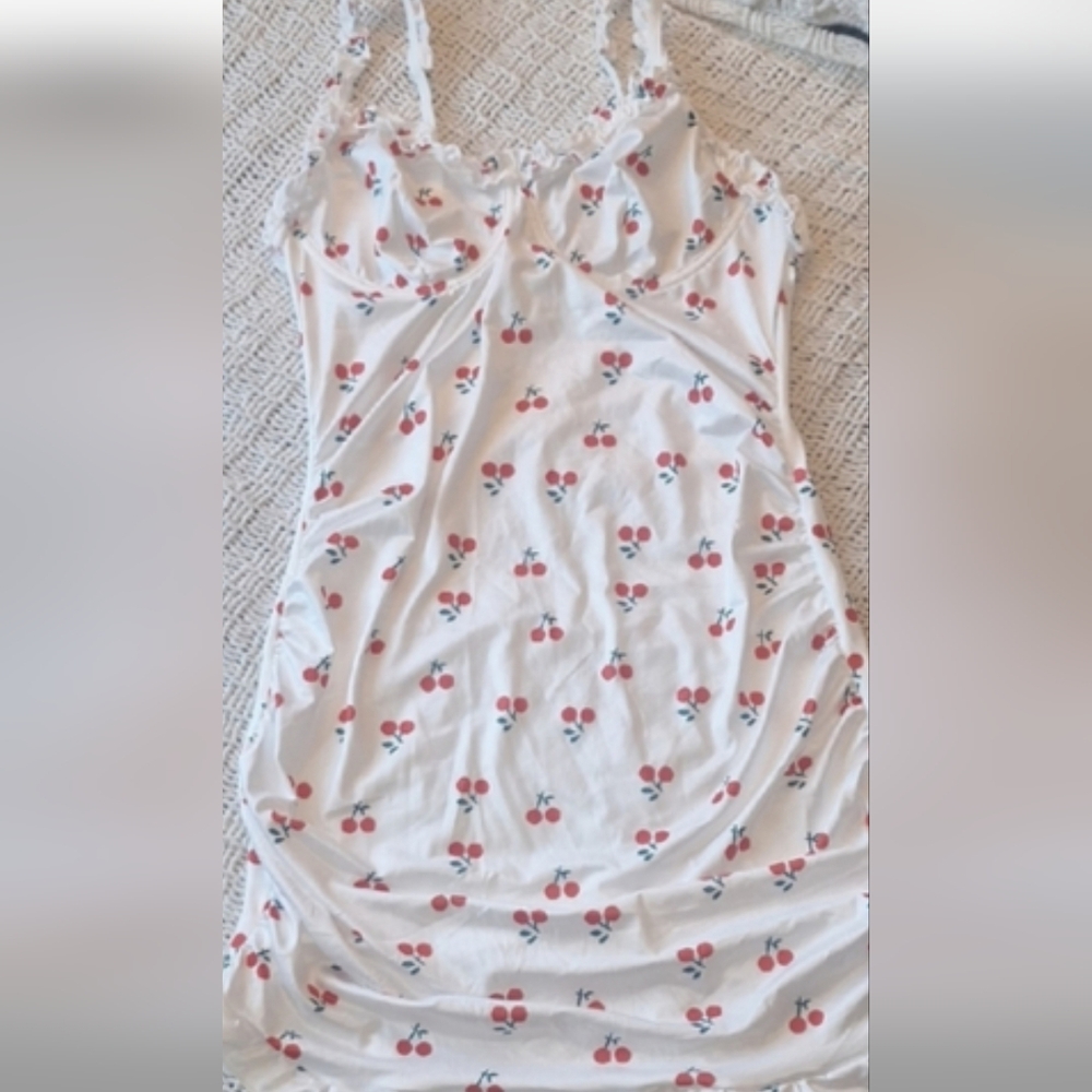 Cherry Print White Slip Dress - Picture 9 of 9